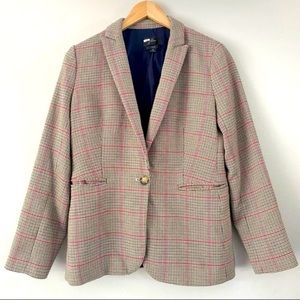 J. Crew Kyle Plaid Parke Classic Blazer Jacket in Rose Plaid 6